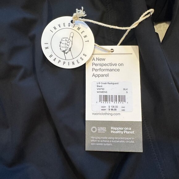 Vuori Long Sleeve Crush Rashguard Black Women’s S Performance Swim Surf Top - Picture 7 of 10